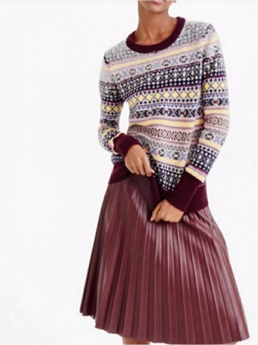 J. Crew Fair Isle Lambs Wool Crewneck Sequin Sweater size XS